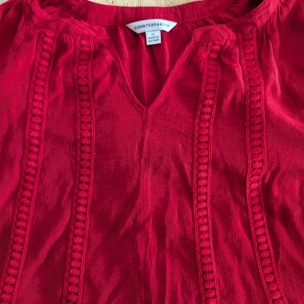 Women's Counterparts blouse, red, size XL - Picture 3 of 4